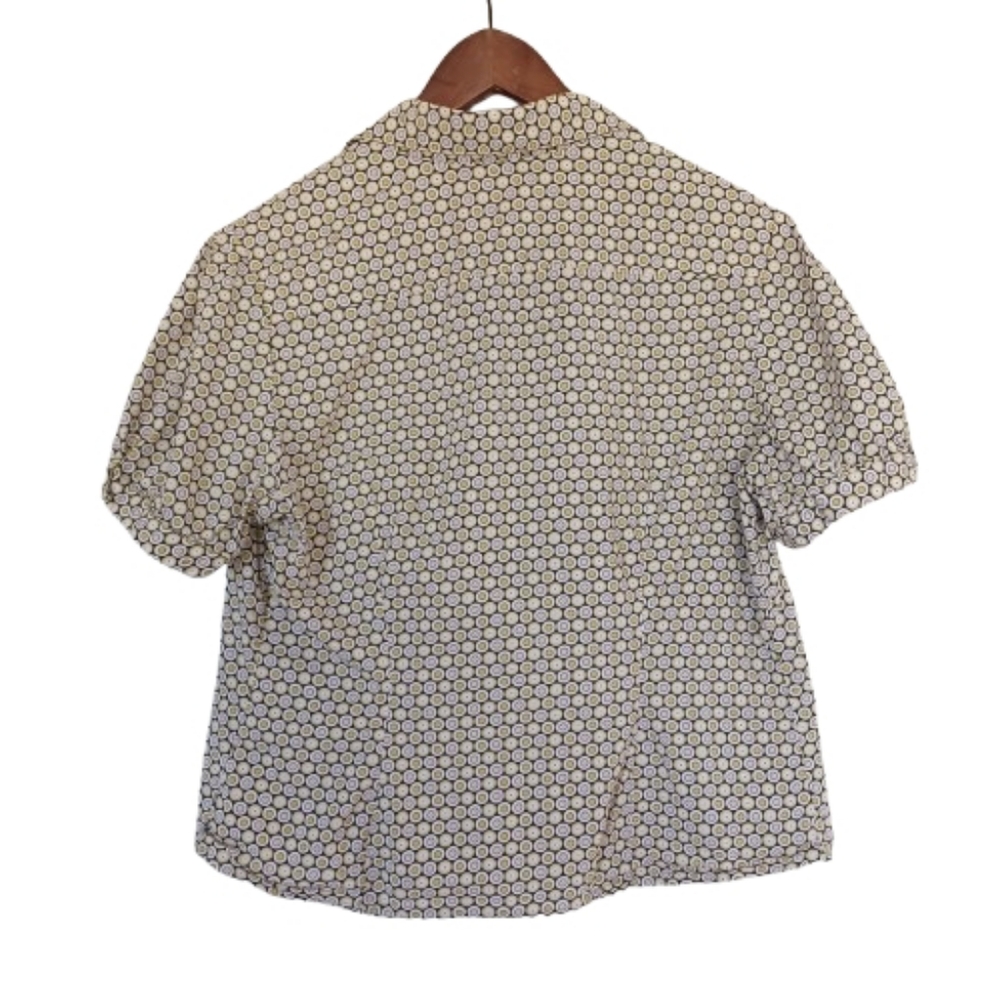 George Women’s Green Multicolored Circle Print Button Down Blouse - Size XL - Picture 2 of 6